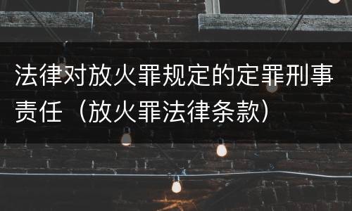 法律对放火罪规定的定罪刑事责任（放火罪法律条款）