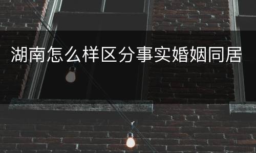 湖南怎么样区分事实婚姻同居