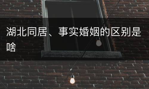 湖北同居、事实婚姻的区别是啥