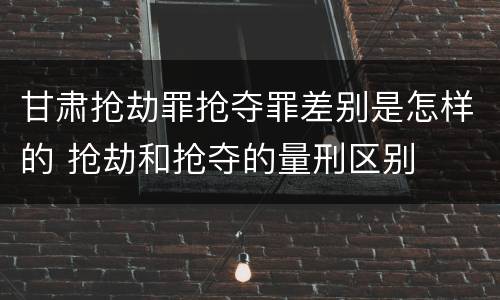 甘肃抢劫罪抢夺罪差别是怎样的 抢劫和抢夺的量刑区别