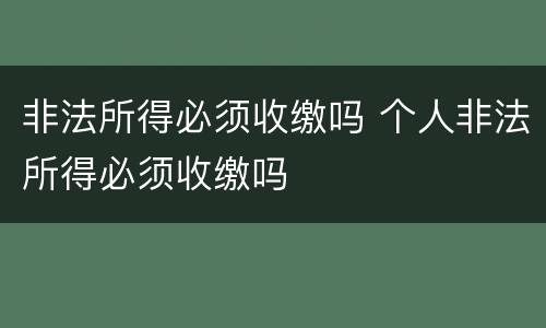 非法所得必须收缴吗 个人非法所得必须收缴吗