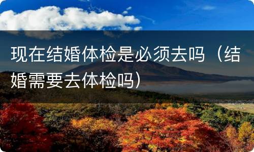 现在结婚体检是必须去吗（结婚需要去体检吗）