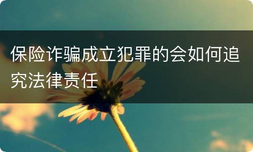 保险诈骗成立犯罪的会如何追究法律责任