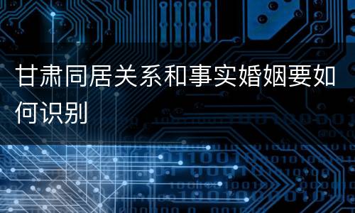 甘肃同居关系和事实婚姻要如何识别