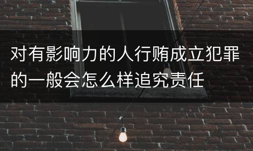 对有影响力的人行贿成立犯罪的一般会怎么样追究责任