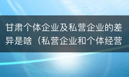 甘肃个体企业及私营企业的差异是啥（私营企业和个体经营的区别）