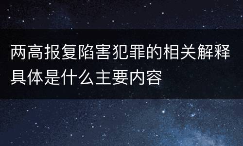 两高报复陷害犯罪的相关解释具体是什么主要内容