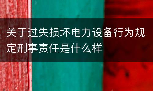 关于过失损坏电力设备行为规定刑事责任是什么样