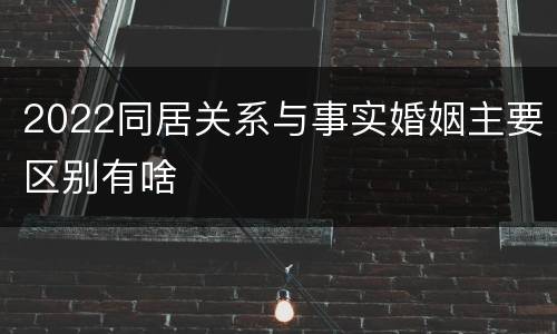 2022同居关系与事实婚姻主要区别有啥