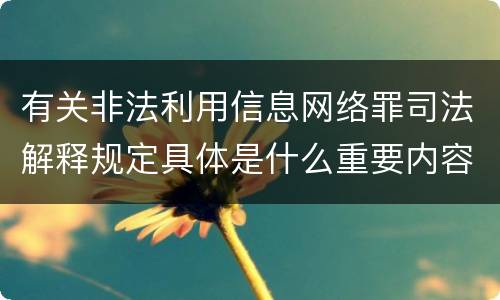 有关非法利用信息网络罪司法解释规定具体是什么重要内容