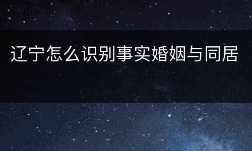 辽宁怎么识别事实婚姻与同居