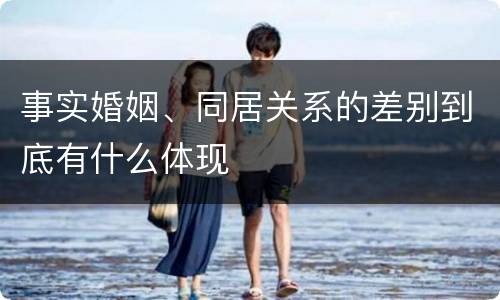 事实婚姻、同居关系的差别到底有什么体现