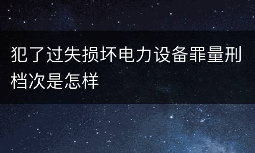 犯了过失损坏电力设备罪量刑档次是怎样