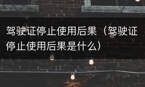 驾驶证停止使用后果（驾驶证停止使用后果是什么）