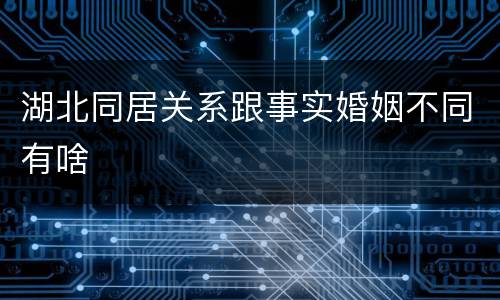 湖北同居关系跟事实婚姻不同有啥