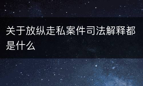 关于放纵走私案件司法解释都是什么