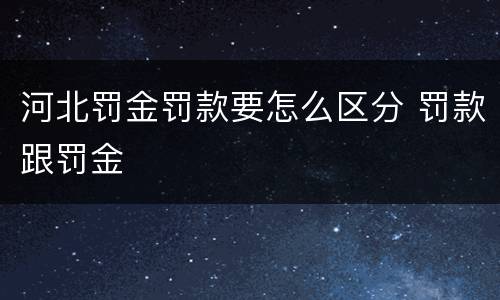 河北罚金罚款要怎么区分 罚款跟罚金