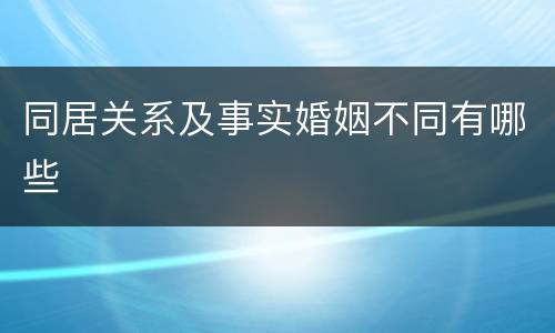 同居关系及事实婚姻不同有哪些