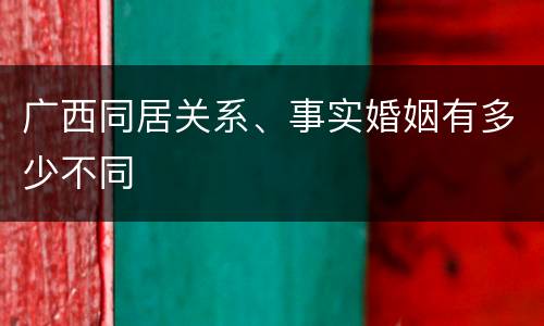 广西同居关系、事实婚姻有多少不同