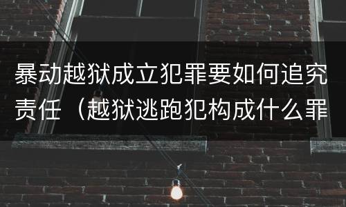 暴动越狱成立犯罪要如何追究责任（越狱逃跑犯构成什么罪）