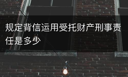 规定背信运用受托财产刑事责任是多少