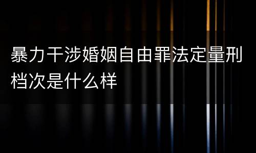 暴力干涉婚姻自由罪法定量刑档次是什么样