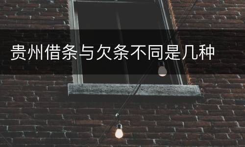 贵州借条与欠条不同是几种