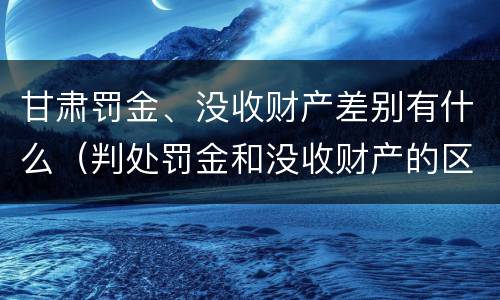 甘肃罚金、没收财产差别有什么（判处罚金和没收财产的区别）