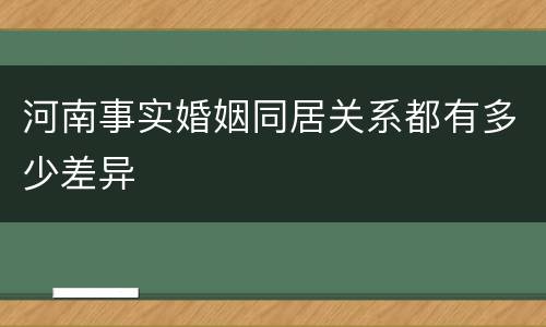 河南事实婚姻同居关系都有多少差异