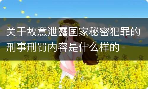 关于故意泄露国家秘密犯罪的刑事刑罚内容是什么样的