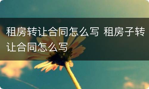 租房转让合同怎么写 租房子转让合同怎么写