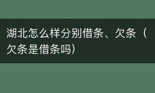 湖北怎么样分别借条、欠条（欠条是借条吗）