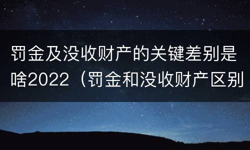 罚金及没收财产的关键差别是啥2022（罚金和没收财产区别）