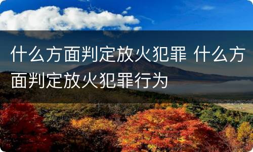 什么方面判定放火犯罪 什么方面判定放火犯罪行为