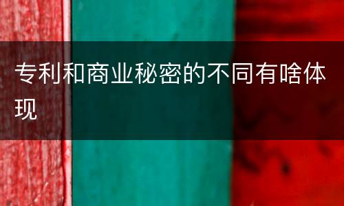 专利和商业秘密的不同有啥体现