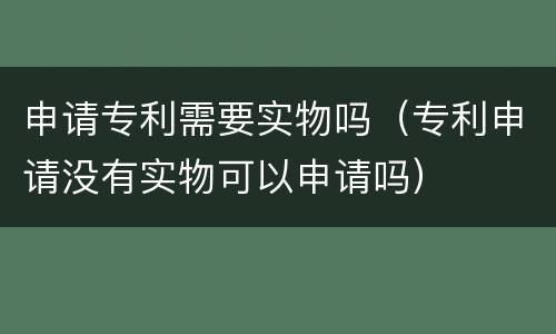 申请专利需要实物吗（专利申请没有实物可以申请吗）