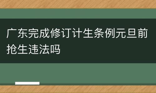 广东完成修订计生条例元旦前抢生违法吗