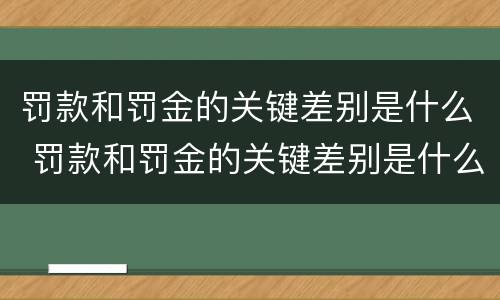 罚款和罚金的关键差别是什么 罚款和罚金的关键差别是什么呢
