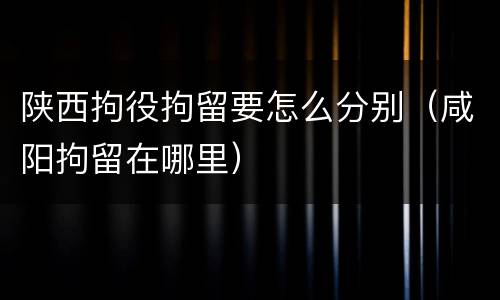 陕西拘役拘留要怎么分别（咸阳拘留在哪里）