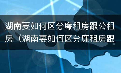 湖南要如何区分廉租房跟公租房（湖南要如何区分廉租房跟公租房呢）
