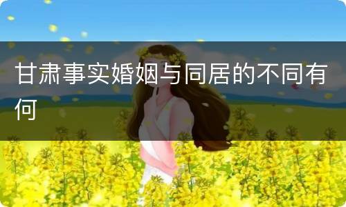 甘肃事实婚姻与同居的不同有何