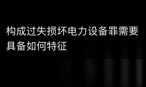 构成过失损坏电力设备罪需要具备如何特征