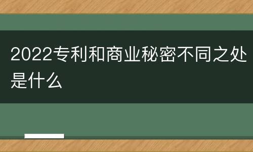 2022专利和商业秘密不同之处是什么