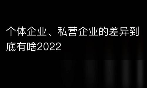 个体企业、私营企业的差异到底有啥2022