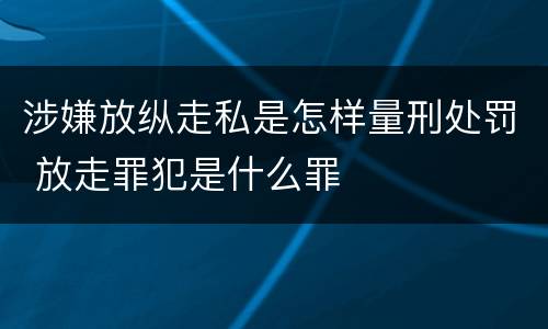 涉嫌放纵走私是怎样量刑处罚 放走罪犯是什么罪