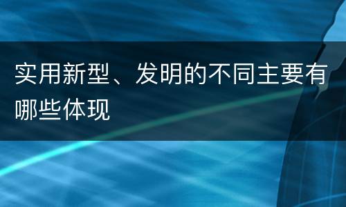 实用新型、发明的不同主要有哪些体现