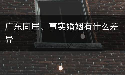 广东同居、事实婚姻有什么差异