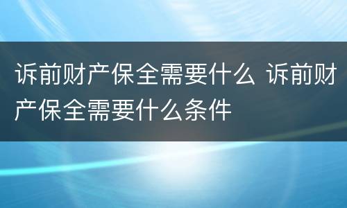 诉前财产保全需要什么 诉前财产保全需要什么条件