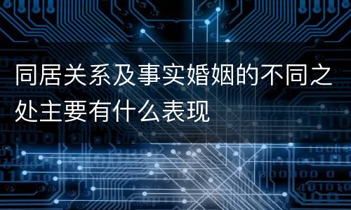 同居关系及事实婚姻的不同之处主要有什么表现