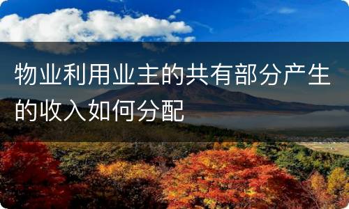物业利用业主的共有部分产生的收入如何分配